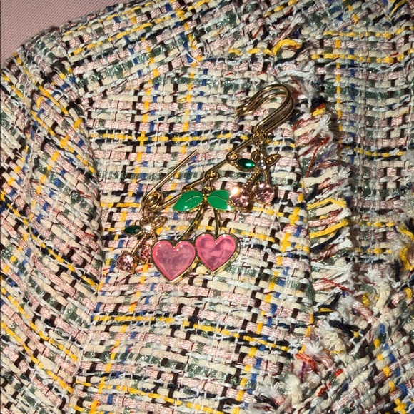 Tweed Blazer Jacket Gold Button Textured Structured Spring Chic - Picture 5 of 9